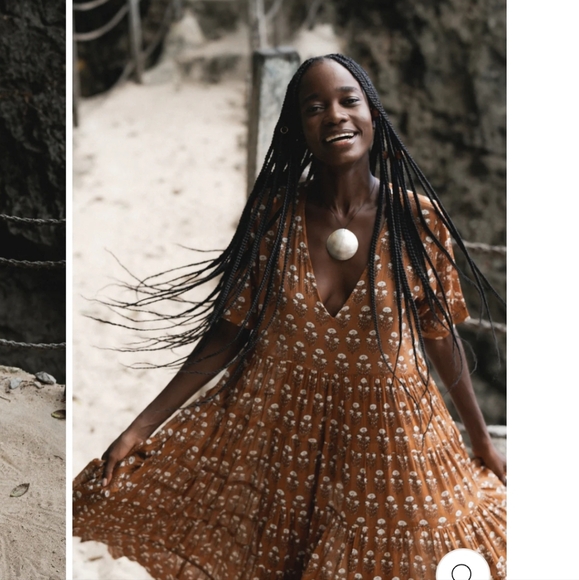 Daughters of India Chaaya Maxi Dress in Chai Cotton tiered vneck maxi dress - Picture 9 of 13